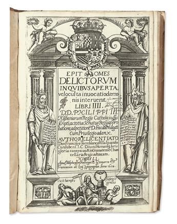 TORREBLANCA VILLALPANDO, FRANCISCO. Epitomes delictorum in quibus . . . invocatio daemonis intervenit libri IIII.  1618